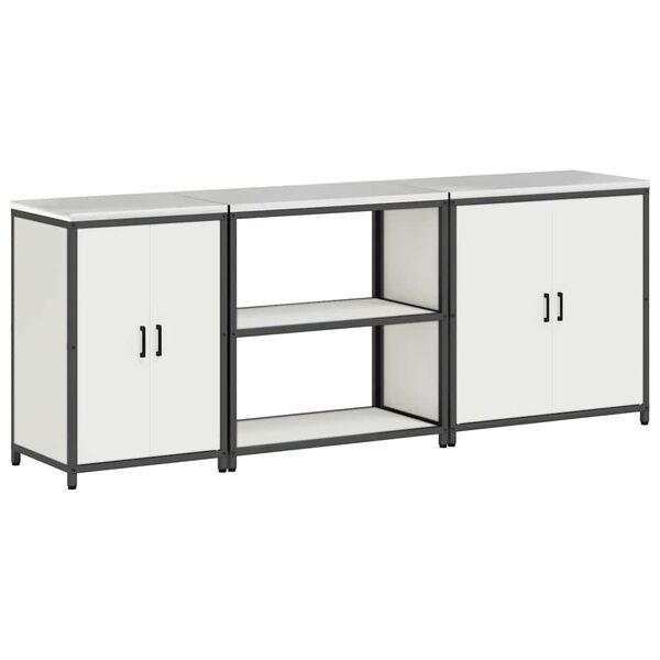 vidaXL Kitchen Storage Set with Shelf Other 3 pcs White Steel