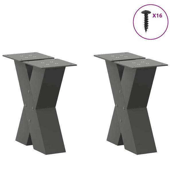vidaXL Coffee Table Legs X-Shaped 2 pcs Anthracite 40x(30-31) cm Steel