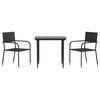 vidaXL 3 Piece Garden Dining Set Black Poly Rattan and Steel