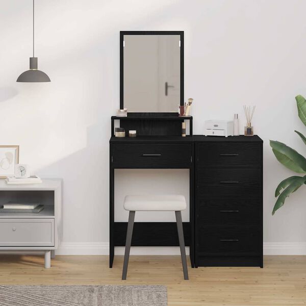 vidaXL Dressing Table Black Oak 50 x 41 x 140 cm Engineered Wood