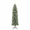 vidaXL Artificial Slim Christmas Tree Green and White 180 cm