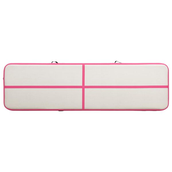 vidaXL Inflatable Gymnastics Mat with Pump 600x100x20 cm PVC Pink