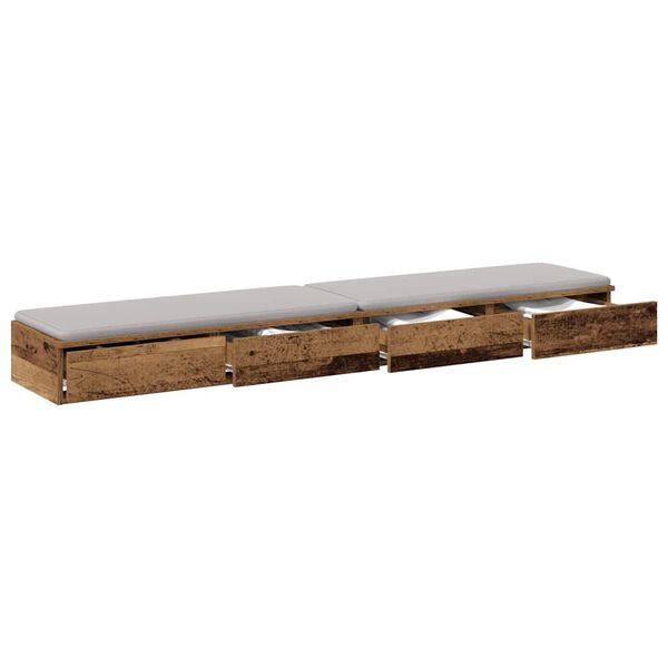 vidaXL Bed Drawers Old Wood 200 x 36.5 x 16.5 cm Engineered Wood