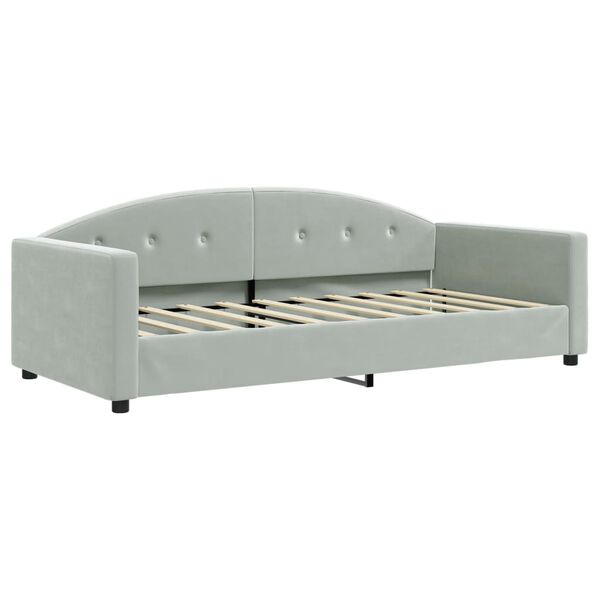 vidaXL Daybed with Trundle and Mattresses Light Grey 90x190 cm Velvet