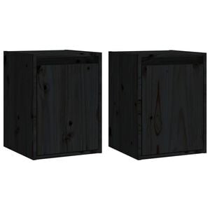 vidaXL Wall Cabinets 2pcs Black 30x30x40 cm Solid Wood Pine