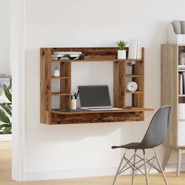 vidaXL Wall-Mounted Desk Old wood 105 x 48 x 75 cm Engineered wood