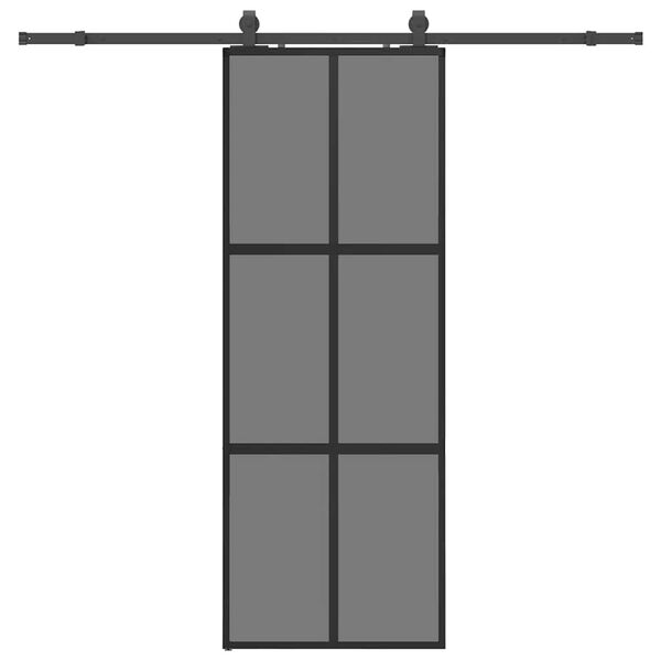 vidaXL Sliding Door with Hardware Set Black 76x205 cm Tempered Glass