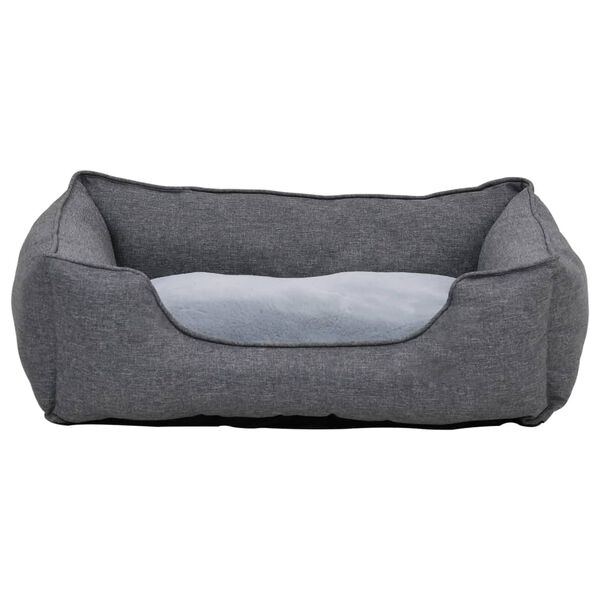 vidaXL Dog Bed Grey 85.5x70x23 cm Linen Look Fleece