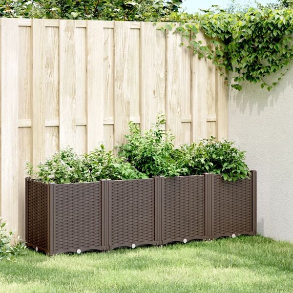 vidaXL Garden Planter Brown 160x40x53 cm PP