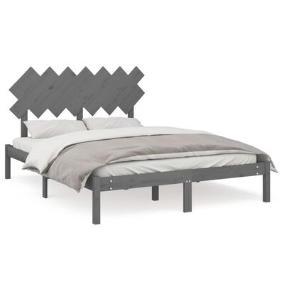 vidaXL Bed Frame Grey 140x190 cm Solid Wood