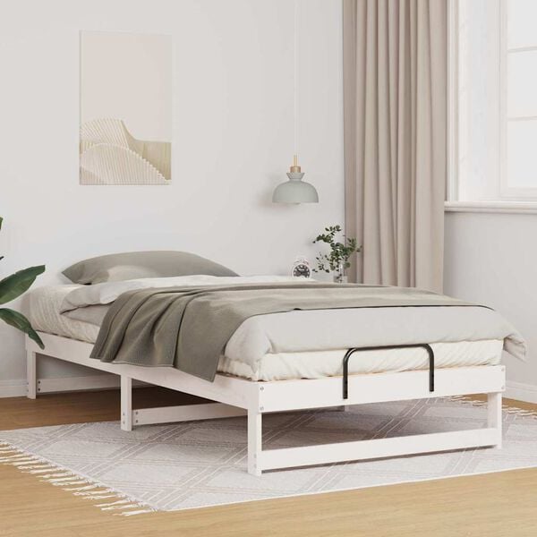 vidaXL Bed Frame White 100 x 210 cm Solid Pine Wood