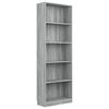 vidaXL 5-Tier Book Cabinet Grey Sonoma 60x24x175 cm Engineered Wood