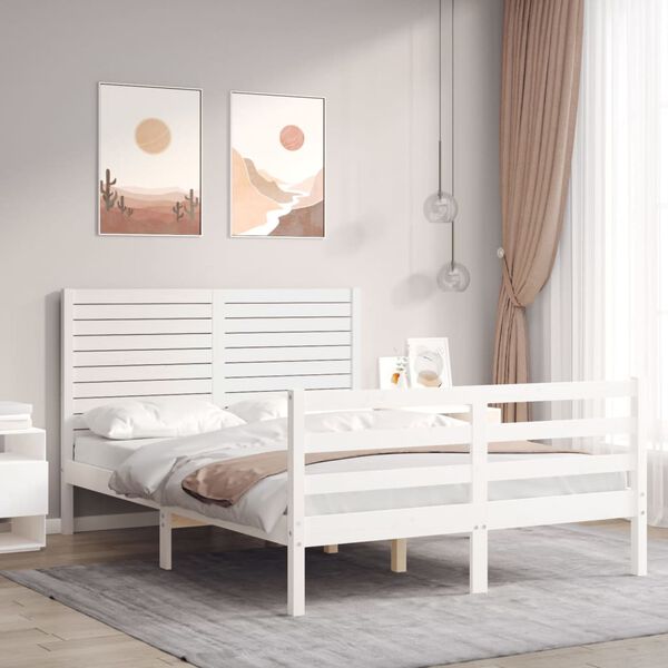 vidaXL Bed Frame without Mattress White 120x200 cm Solid Wood