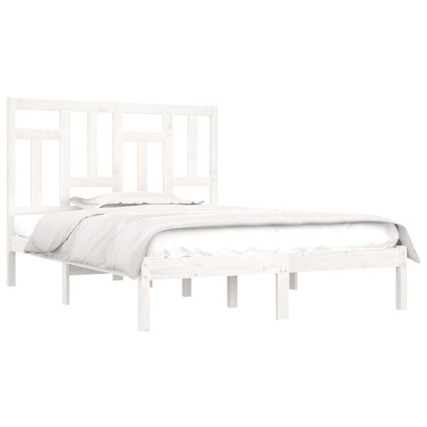 vidaXL Bed Frame without Mattress White 140x200 cm Solid Wood Pine