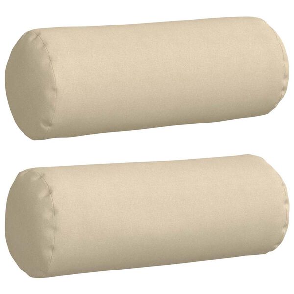 vidaXL Bolster Pillows 2 pcs Cream Ø 25 x 70 cm Fabric