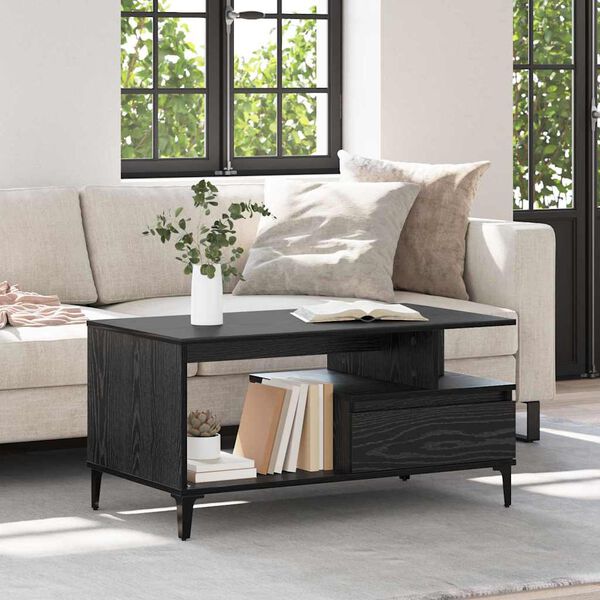 vidaXL Coffee Table Black Oak 90 x 49 x 45 cm Engineered Wood