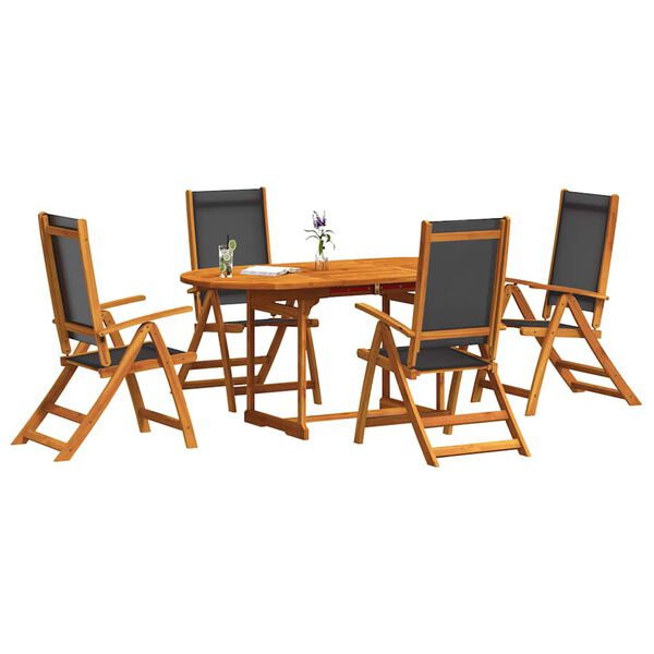 vidaXL 7 Piece Garden Dining Set Solid Wood Acacia and Textilene