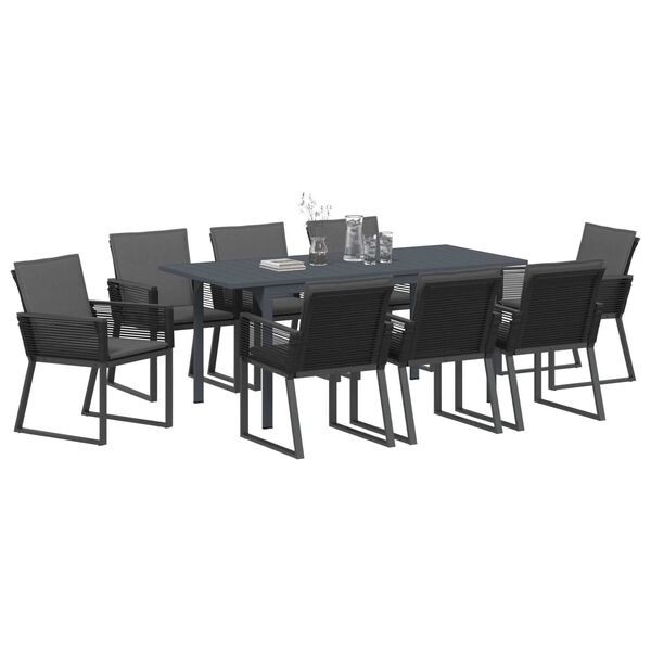 vidaXL Garden Dining Set 9 pcs Anthracite Steel and poly rattan