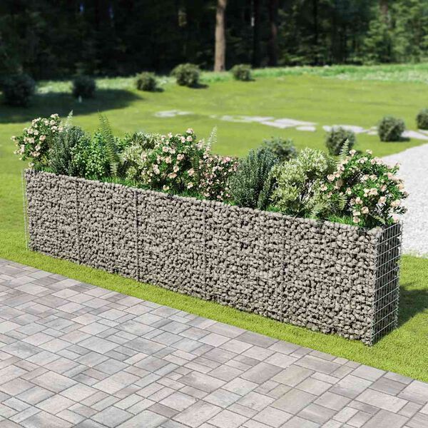 vidaXL Gabion Raised Bed Galvanised Steel 450x50x100 cm
