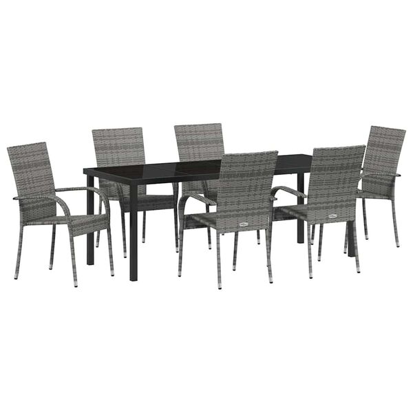 vidaXL Garden Dining Set 7 pcs Grey Powder-Coated Steel