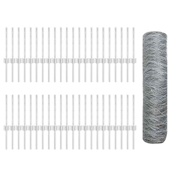 vidaXL Fence with Post Silver 0.4 x 100 m Steel
