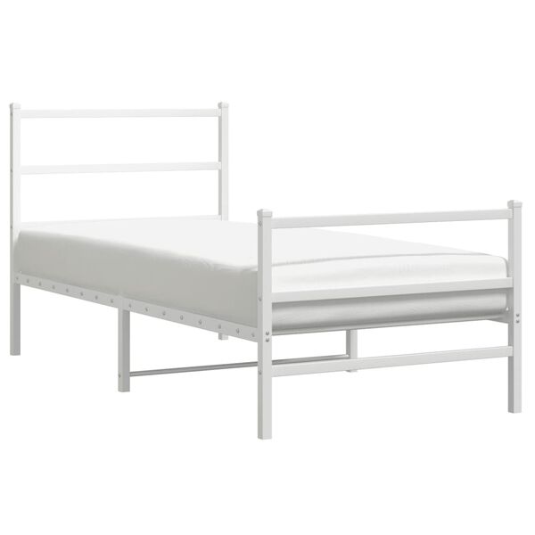 vidaXL Metal Bed Frame without Mattress with Footboard&nbsp;White 90x190cm
