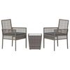vidaXL Garden Bistro Set 3 pcs Grey Poly rattan