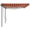 vidaXL Manual Retractable Awning with LED 6x3 m Orange and Brown