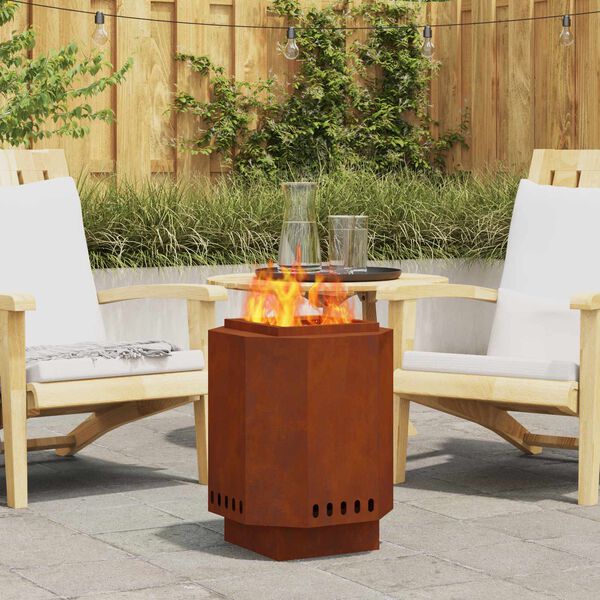 vidaXL Smokeless Fire Pit Brown 38 x 38 x 51 cm Weathering Steel