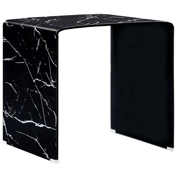 vidaXL Coffee Table Black Marble 50x50x45 cm Tempered Glass