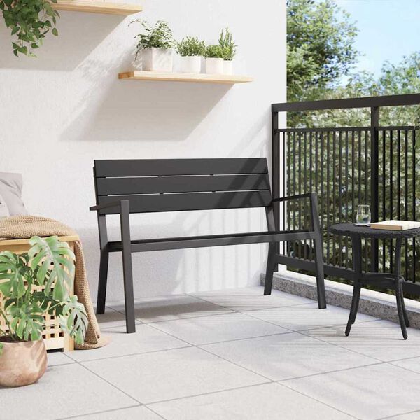 vidaXL Garden Bench Black 118 x 54 x 77cm Steel