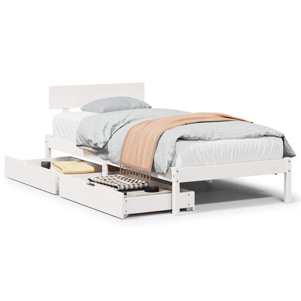 vidaXL Bed Frame without Mattress White 90x190 cm Single Solid Wood Pine