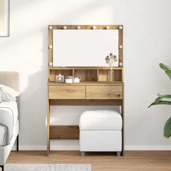 vidaXL Dressing Table Artisan Oak 80 x 41 x 134.5 cm Engineered Wood