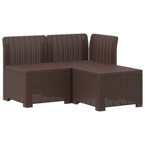 vidaXL 3-Seater Garden Sofa Rattan Look 3-Seater PP Brown