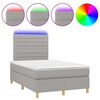 vidaXL Box Spring Bed with Mattress&LED Light Grey 120x200 cm Fabric