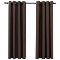 vidaXL Linen-Look Blackout Curtains with Grommets 2pcs Taupe 140x175cm