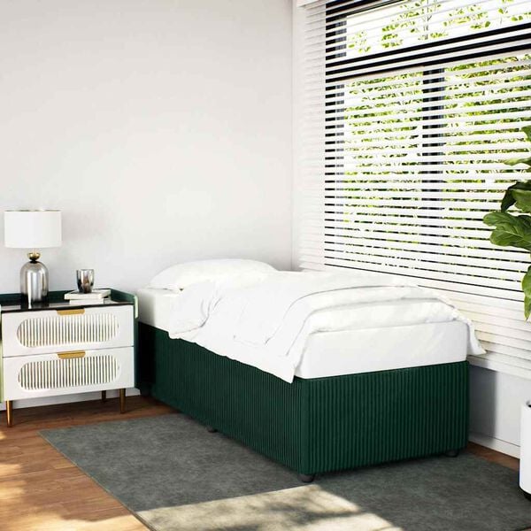 vidaXL Bed Frame without Mattress Dark Green 90x200 cm Velvet