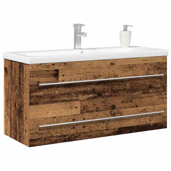 vidaXL Bathroom Sink Cabinet 2 pcs Old Wood 100 x 38.5 x 48 cm