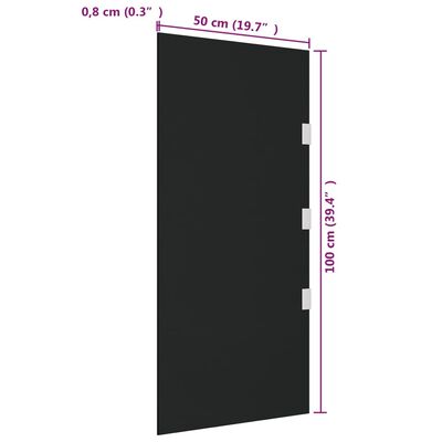 vidaXL Side Panel for Door Canopy Black 50x100 cm Tempered Glass