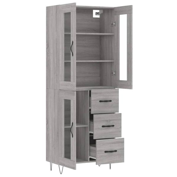 vidaXL Highboard Grey Sonoma 69.5x34x180 cm Engineered Wood