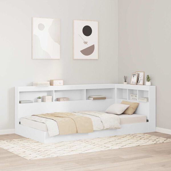 vidaXL Storage Headboard with Shelf White 100 cm Engineered Wood