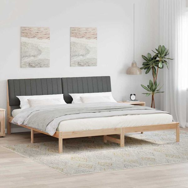 vidaXL Bed Frame with Headboard Brown 200 x 200 cm Solid Pine Wood