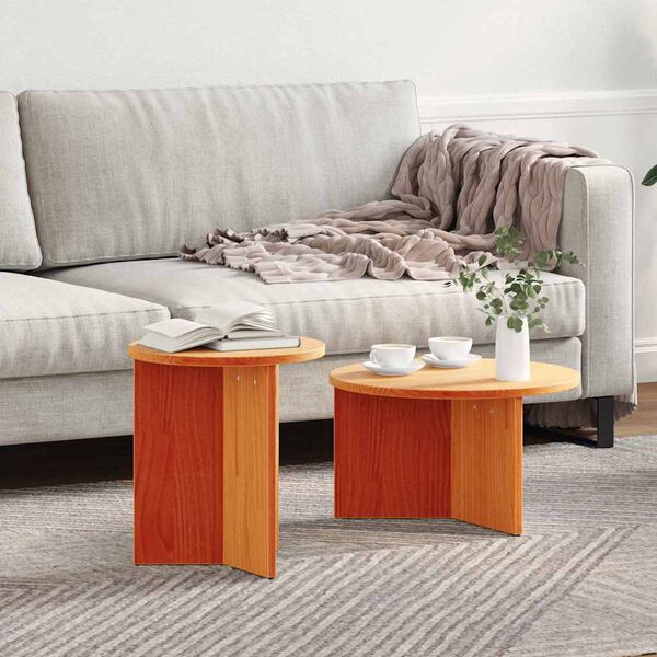 vidaXL Coffee Table 2 pcs Wax Brown Solid Pine wood