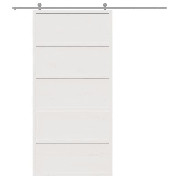 vidaXL Barn Door White 100x208 cm Solid Wood Pine