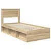 vidaXL Bed Frame with Headboard Sonoma 100 x 200 cm Solid Pine Wood