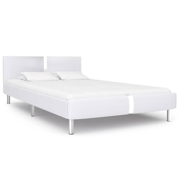 vidaXL Bed Frame without Mattress White Faux Leather 135x190 cm Double