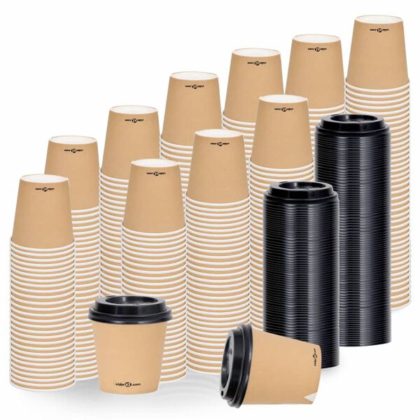 vidaXL Coffee Paper Cups with Lids 120 ml 1000 pcs Brown