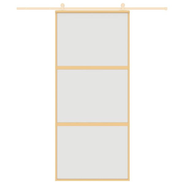 vidaXL Sliding Door Gold 90x205 cm Frosted ESG Glass and Aluminium