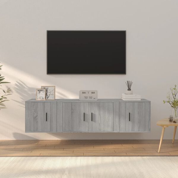 vidaXL 3 Piece TV Cabinet Set Grey Sonoma Engineered Wood