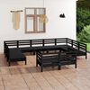 vidaXL 11 Piece Garden Lounge Set Black Solid Wood Pine